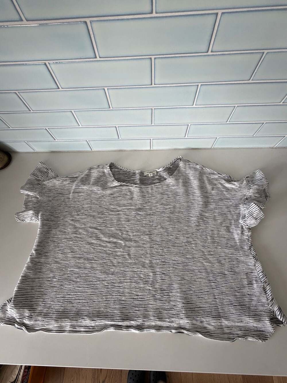 Max Studio London Striped Ruffle Sleeve Top Size 3X